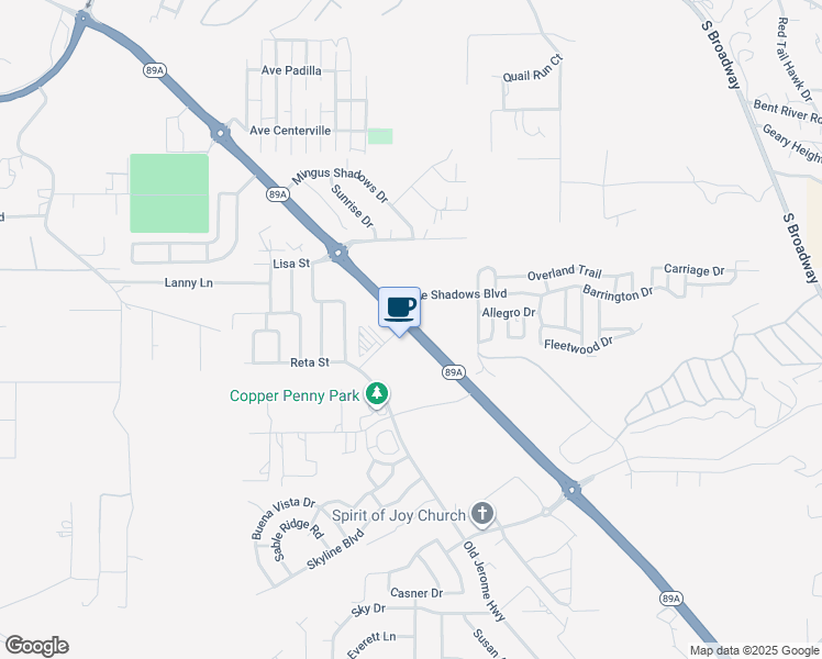 map of restaurants, bars, coffee shops, grocery stores, and more near 1601 Arizona 89A in Clarkdale