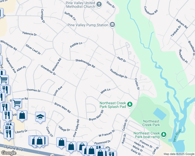 map of restaurants, bars, coffee shops, grocery stores, and more near 709 Terrace Court in Jacksonville