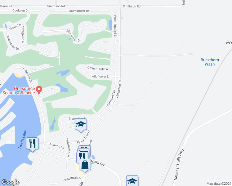 map of restaurants, bars, coffee shops, grocery stores, and more near 27559 Cloverleaf Drive in Helendale