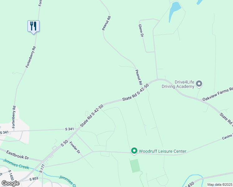 map of restaurants, bars, coffee shops, grocery stores, and more near 1235 East Georgia Road in Woodruff