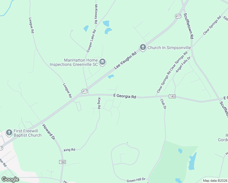 map of restaurants, bars, coffee shops, grocery stores, and more near 201 Birchdale Court in Simpsonville