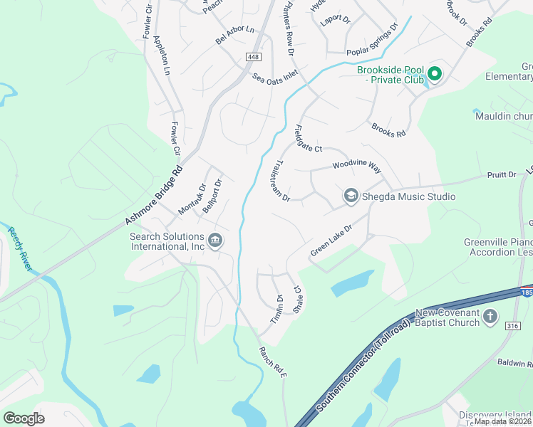 map of restaurants, bars, coffee shops, grocery stores, and more near 59 Granite Lane in Greenville