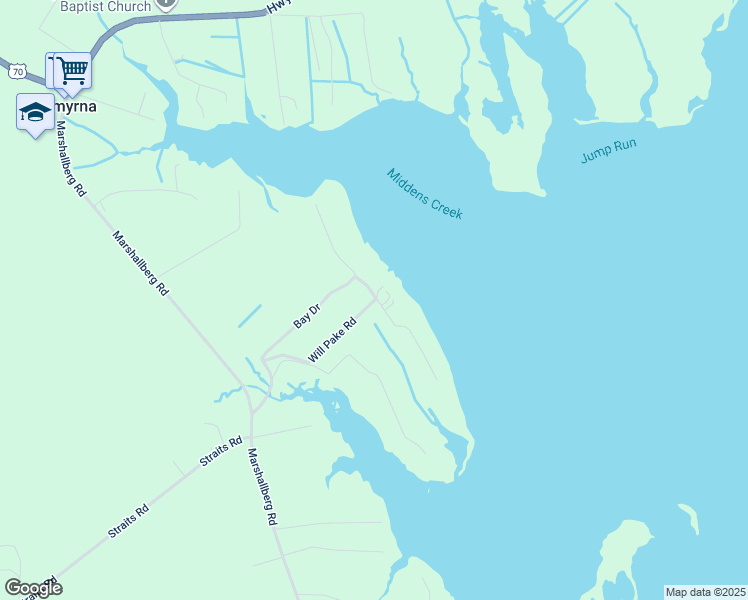 map of restaurants, bars, coffee shops, grocery stores, and more near 105 Back Shore Ln in Smyrna