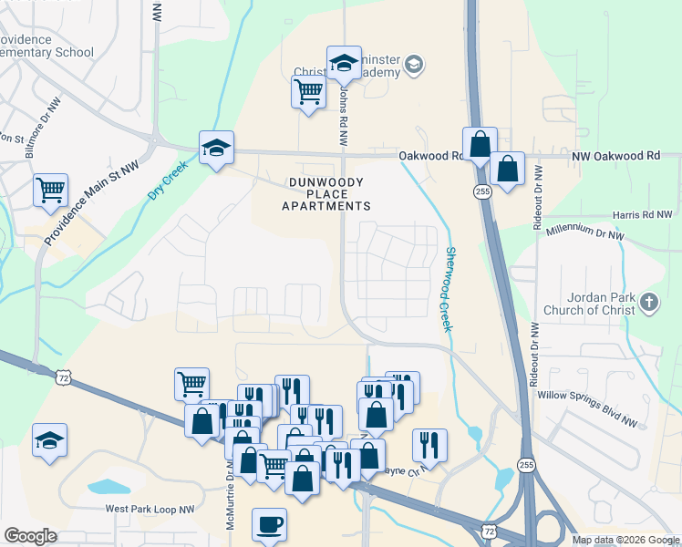 map of restaurants, bars, coffee shops, grocery stores, and more near 1471 Old Monrovia Road Northwest in Huntsville
