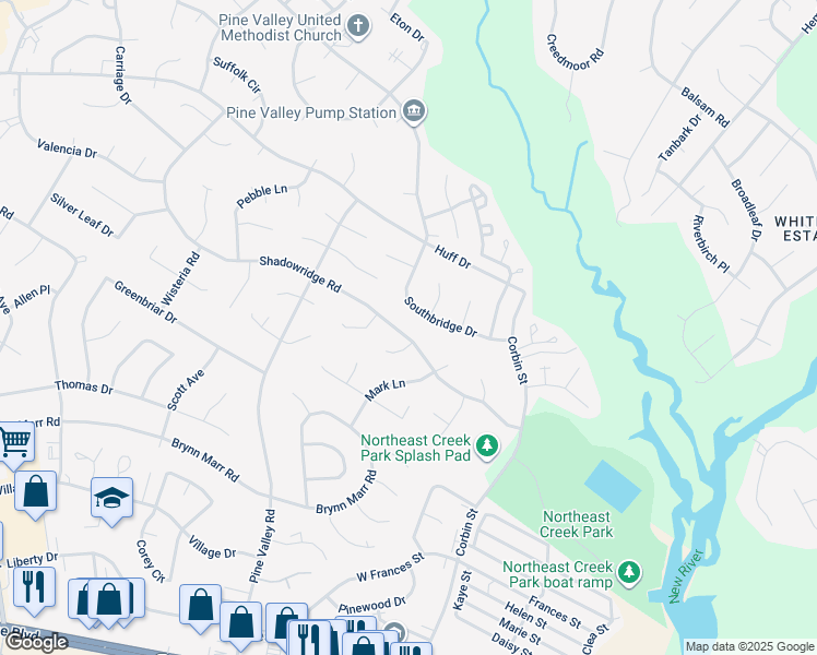 map of restaurants, bars, coffee shops, grocery stores, and more near 622 Shadowridge Road in Jacksonville
