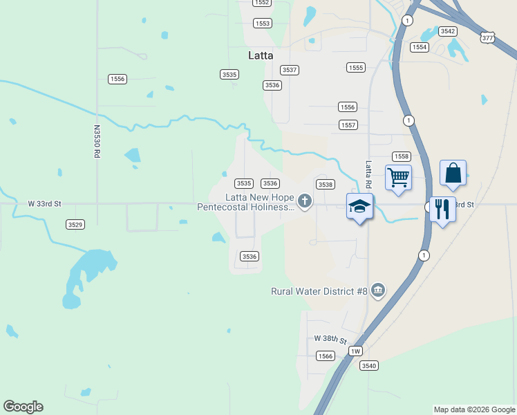 map of restaurants, bars, coffee shops, grocery stores, and more near 16057 3536 in Ada