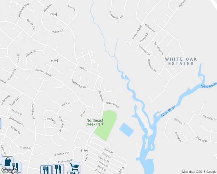 map of restaurants, bars, coffee shops, grocery stores, and more near 108 Spring Meadow Drive in Jacksonville