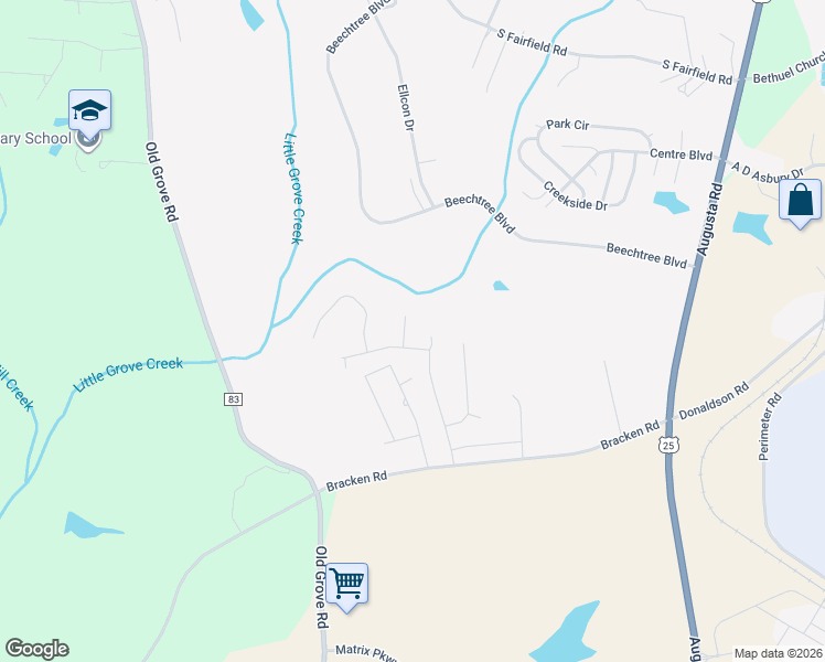 map of restaurants, bars, coffee shops, grocery stores, and more near 92 Satchel Ford Place in Piedmont