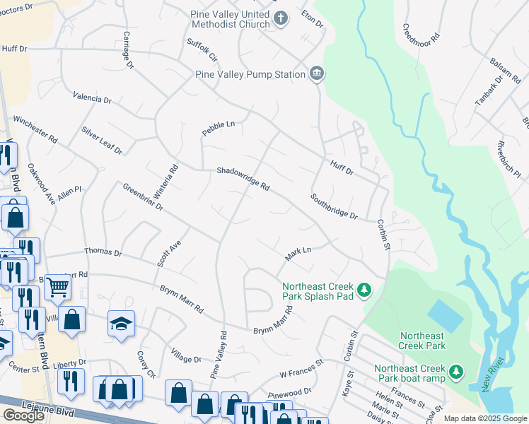 map of restaurants, bars, coffee shops, grocery stores, and more near 710 Terrace Court in Jacksonville