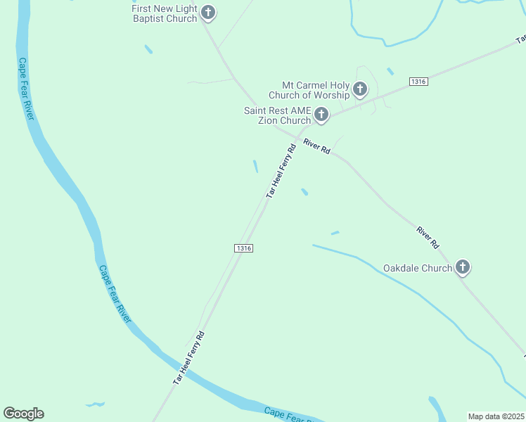 map of restaurants, bars, coffee shops, grocery stores, and more near Tar Heel Ferry Road in Bladen County