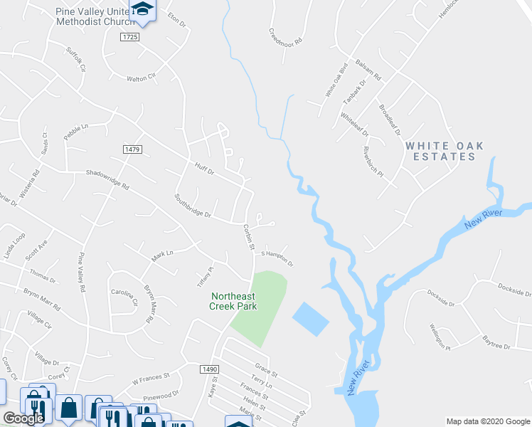 map of restaurants, bars, coffee shops, grocery stores, and more near 108 Spring Meadow Drive in Jacksonville