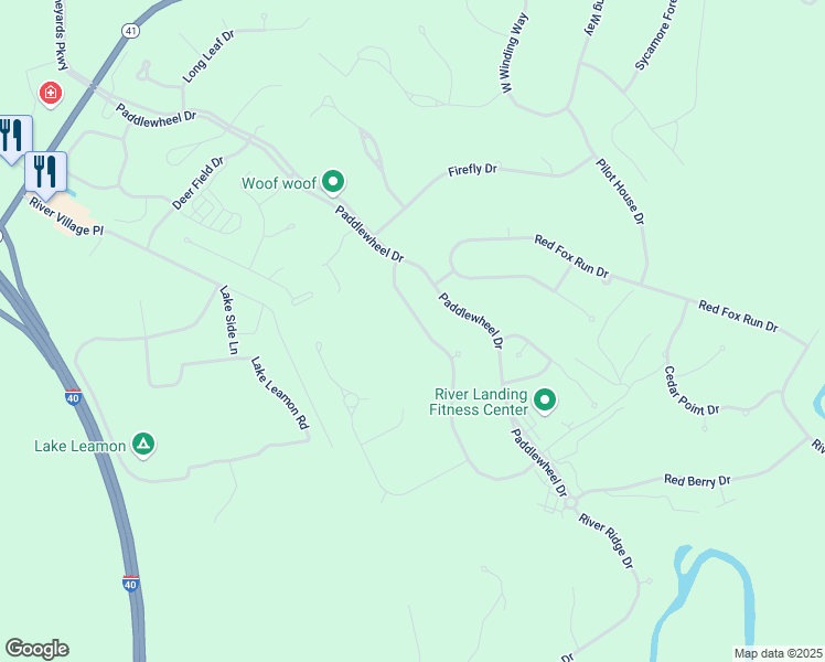 map of restaurants, bars, coffee shops, grocery stores, and more near 144 Maple Creek Drive in Wallace