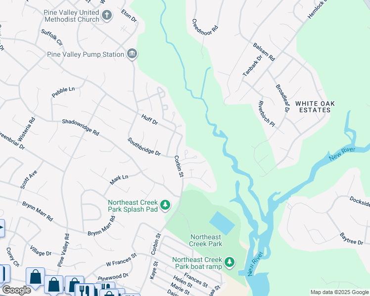map of restaurants, bars, coffee shops, grocery stores, and more near 203 Spring Meadow Drive in Jacksonville