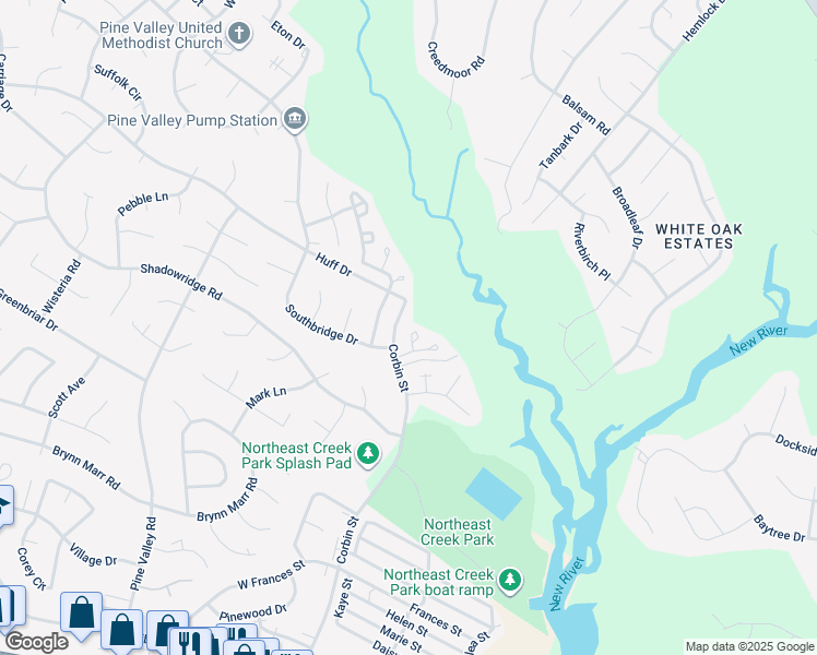 map of restaurants, bars, coffee shops, grocery stores, and more near 207 Spring Meadow Drive in Jacksonville