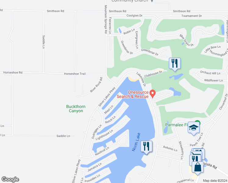 map of restaurants, bars, coffee shops, grocery stores, and more near 27595 Silver Lakes Parkway in Helendale