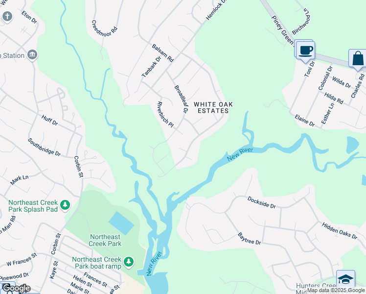 map of restaurants, bars, coffee shops, grocery stores, and more near 102 Tupelo Court in Jacksonville