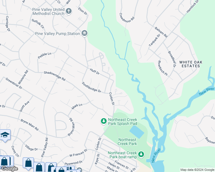 map of restaurants, bars, coffee shops, grocery stores, and more near 106 Summercreek Drive in Jacksonville