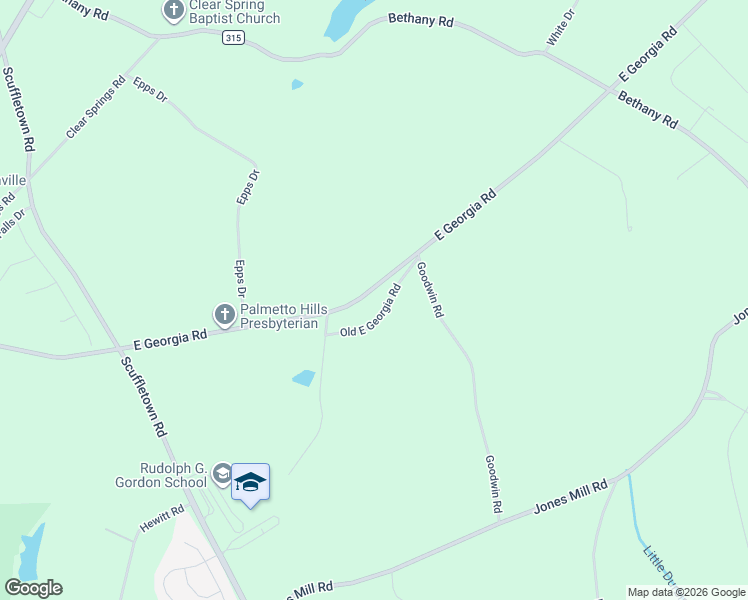 map of restaurants, bars, coffee shops, grocery stores, and more near 2308 East Georgia Road in Simpsonville