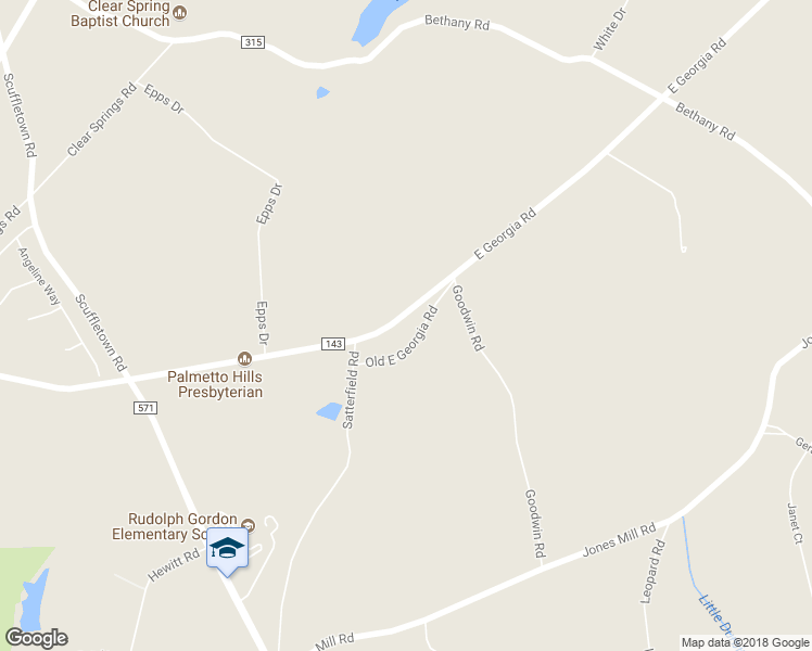 map of restaurants, bars, coffee shops, grocery stores, and more near 2308 East Georgia Road in Simpsonville