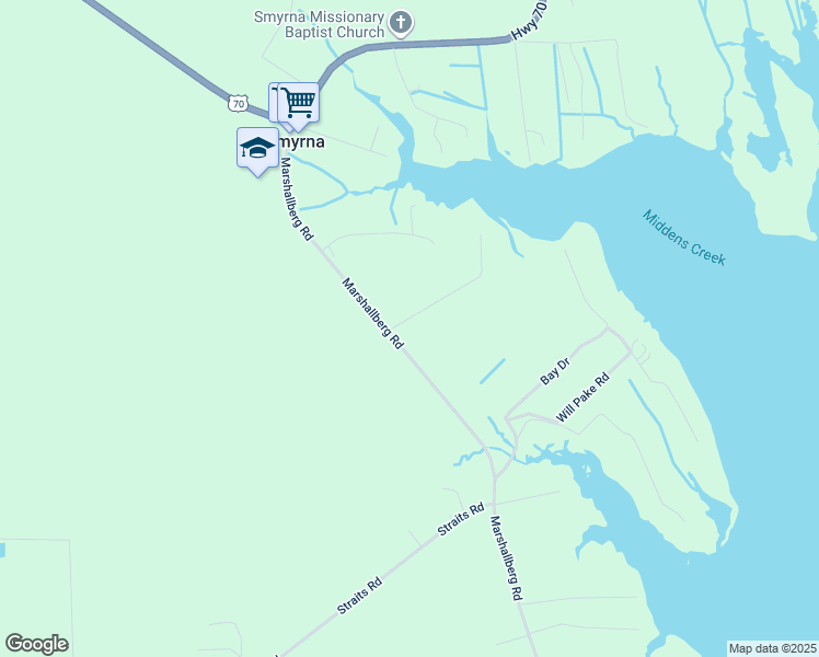 map of restaurants, bars, coffee shops, grocery stores, and more near 303 Marshallberg Road in Smyrna