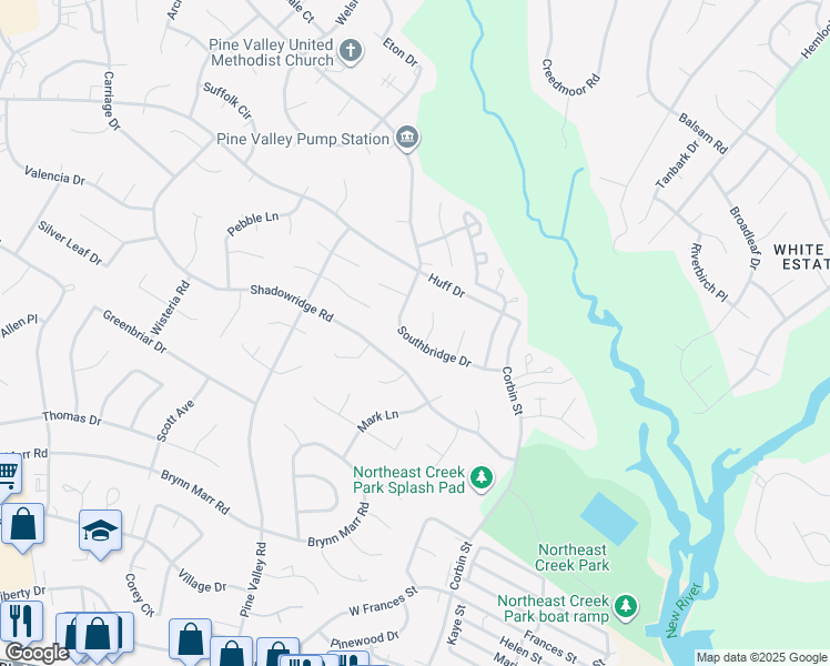 map of restaurants, bars, coffee shops, grocery stores, and more near 402 Southbridge Drive in Jacksonville