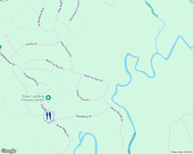 map of restaurants, bars, coffee shops, grocery stores, and more near 357 Red Fox Run Drive in Wallace