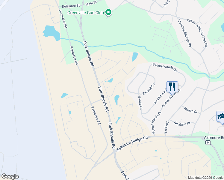 map of restaurants, bars, coffee shops, grocery stores, and more near 1259-1281 Fork Shoals Road in Greenville