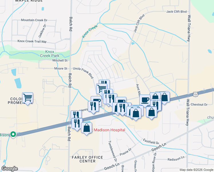 map of restaurants, bars, coffee shops, grocery stores, and more near 8190-8222 Lee Highway in Madison