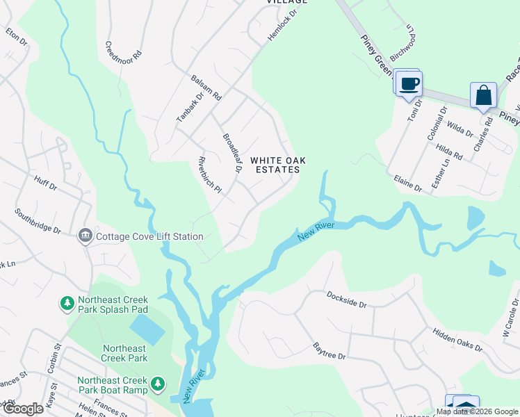 map of restaurants, bars, coffee shops, grocery stores, and more near 421 Jasmine Lane in Jacksonville