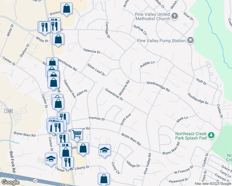 map of restaurants, bars, coffee shops, grocery stores, and more near 315 Greenbriar Drive in Jacksonville