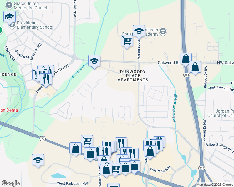 map of restaurants, bars, coffee shops, grocery stores, and more near 1501 Old Monrovia Road in Huntsville