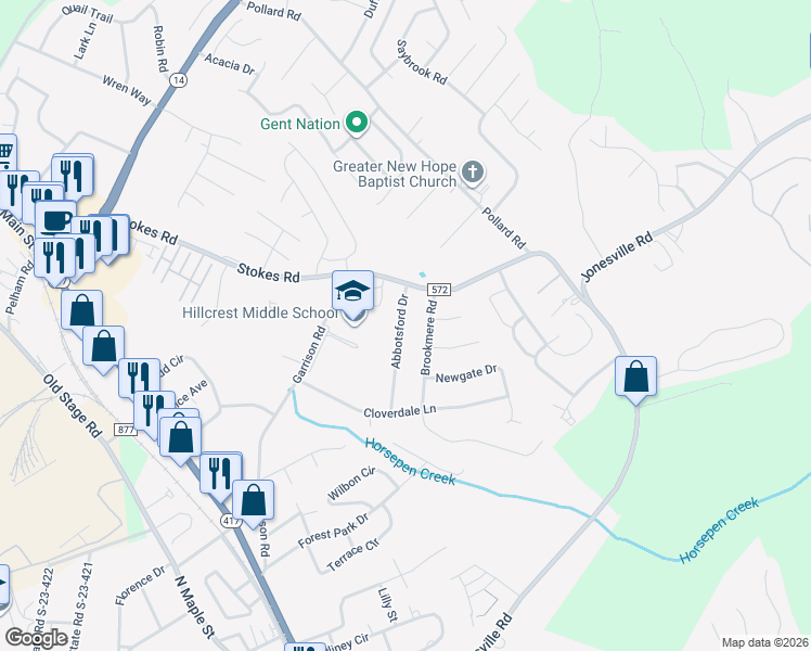 map of restaurants, bars, coffee shops, grocery stores, and more near 126 Abbotsford Drive in Simpsonville