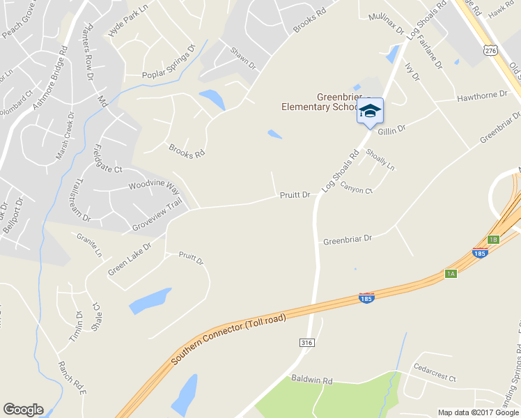 map of restaurants, bars, coffee shops, grocery stores, and more near 101 Pruitt Drive in Greenville