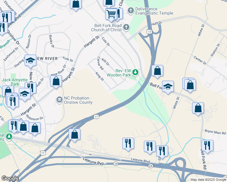 map of restaurants, bars, coffee shops, grocery stores, and more near 313 Cole Dr in Jacksonville