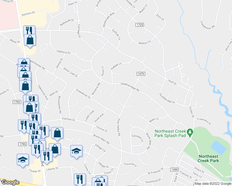 map of restaurants, bars, coffee shops, grocery stores, and more near 307 Wildwood Drive in Jacksonville