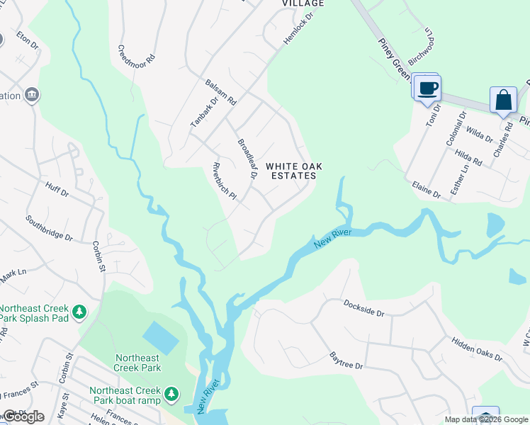 map of restaurants, bars, coffee shops, grocery stores, and more near 504 Jasmine Lane in Jacksonville