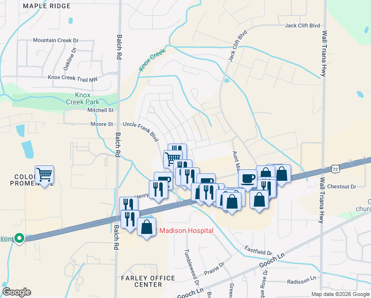 map of restaurants, bars, coffee shops, grocery stores, and more near 8190-8222 Lee Highway in Madison
