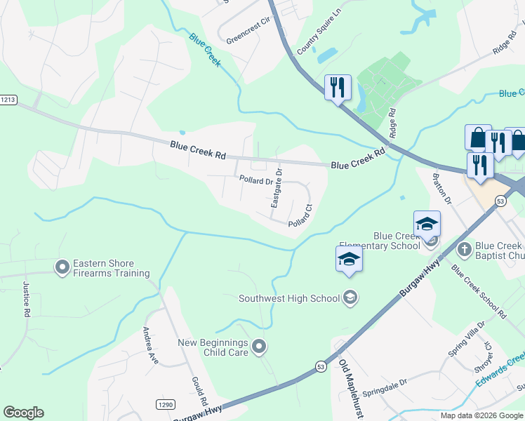 map of restaurants, bars, coffee shops, grocery stores, and more near 256 Pollard Drive in Jacksonville