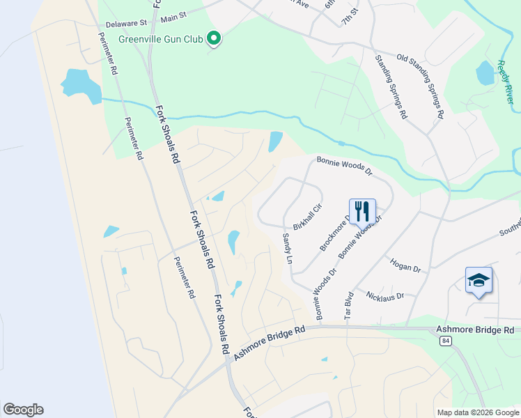 map of restaurants, bars, coffee shops, grocery stores, and more near 167 Birkhall Circle in Greenville