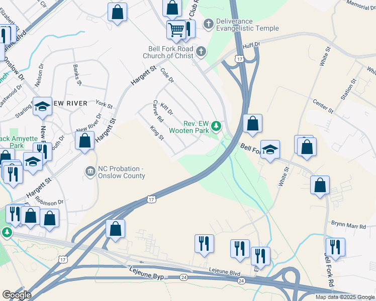map of restaurants, bars, coffee shops, grocery stores, and more near 313 Cole Drive in Jacksonville