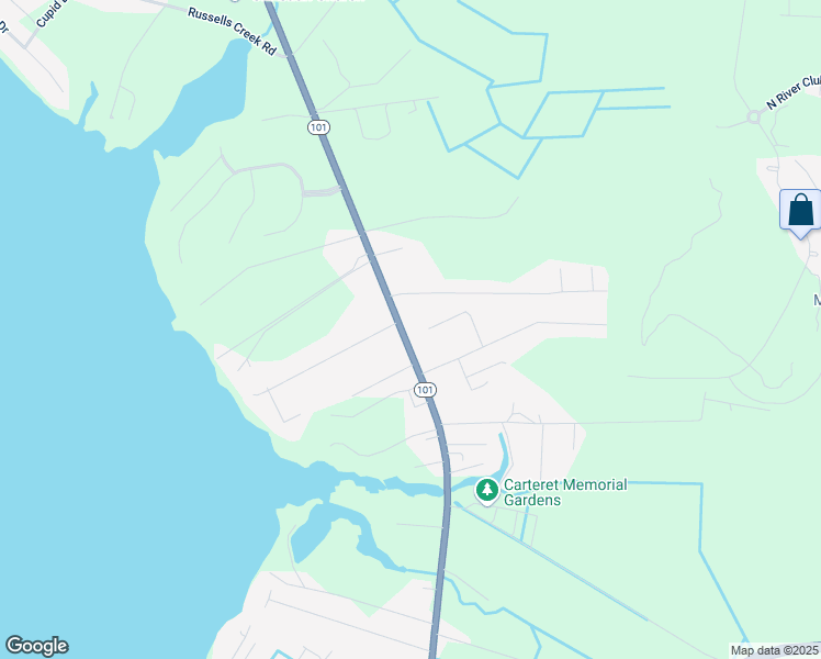 map of restaurants, bars, coffee shops, grocery stores, and more near 954 North Carolina 101 in Beaufort