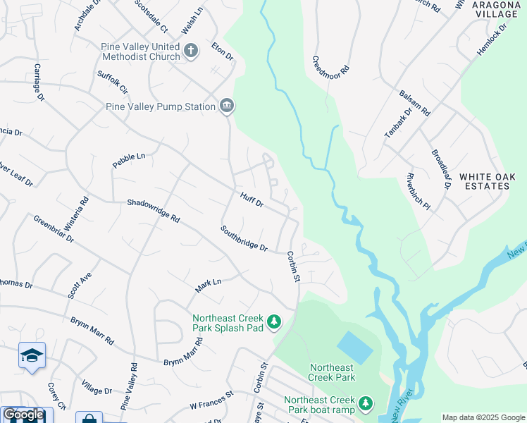 map of restaurants, bars, coffee shops, grocery stores, and more near 1212 Huff Drive in Jacksonville