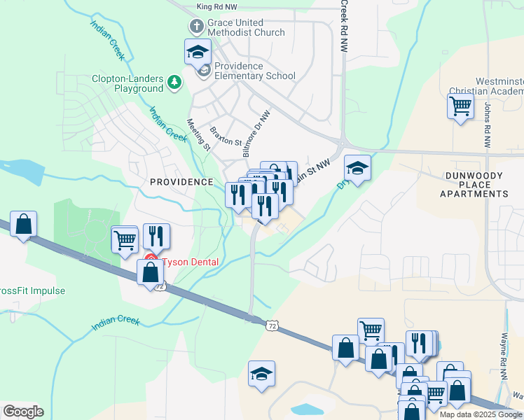map of restaurants, bars, coffee shops, grocery stores, and more near in Huntsville