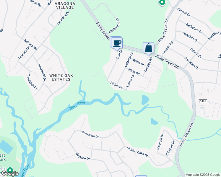map of restaurants, bars, coffee shops, grocery stores, and more near 904 Elaine Drive in Jacksonville