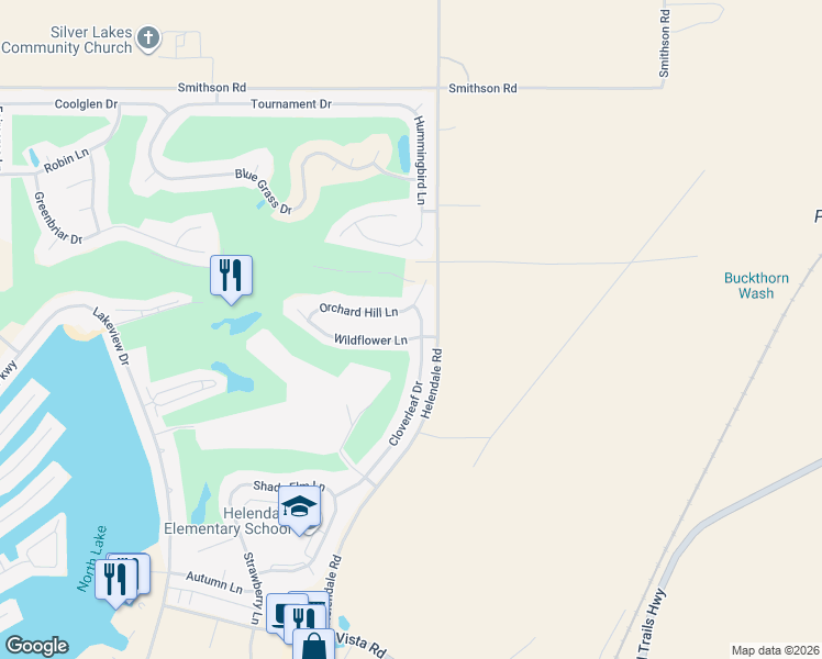 map of restaurants, bars, coffee shops, grocery stores, and more near 15248 Wildflower Lane in Helendale