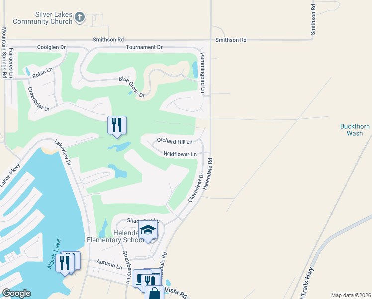 map of restaurants, bars, coffee shops, grocery stores, and more near 15200 Wildflower Lane in Helendale