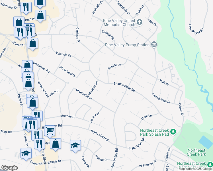 map of restaurants, bars, coffee shops, grocery stores, and more near 715 Shadowridge Road in Jacksonville