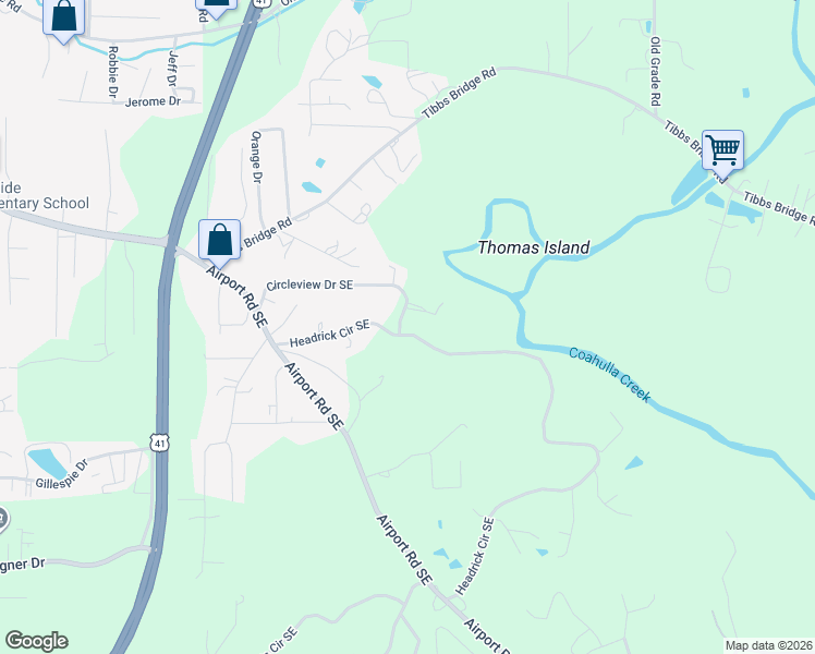 map of restaurants, bars, coffee shops, grocery stores, and more near 3196 Circleview Drive Southeast in Dalton