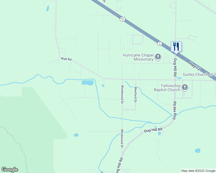 map of restaurants, bars, coffee shops, grocery stores, and more near 564 Wall Road in Huntsville