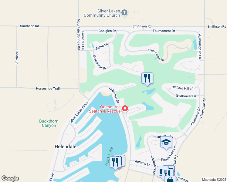 map of restaurants, bars, coffee shops, grocery stores, and more near 27654 Lakeview Dr in San Bernardino